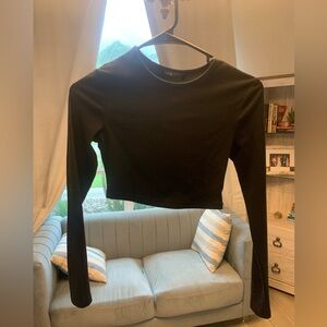 SHEIN Black Long Sleeve Crop Top